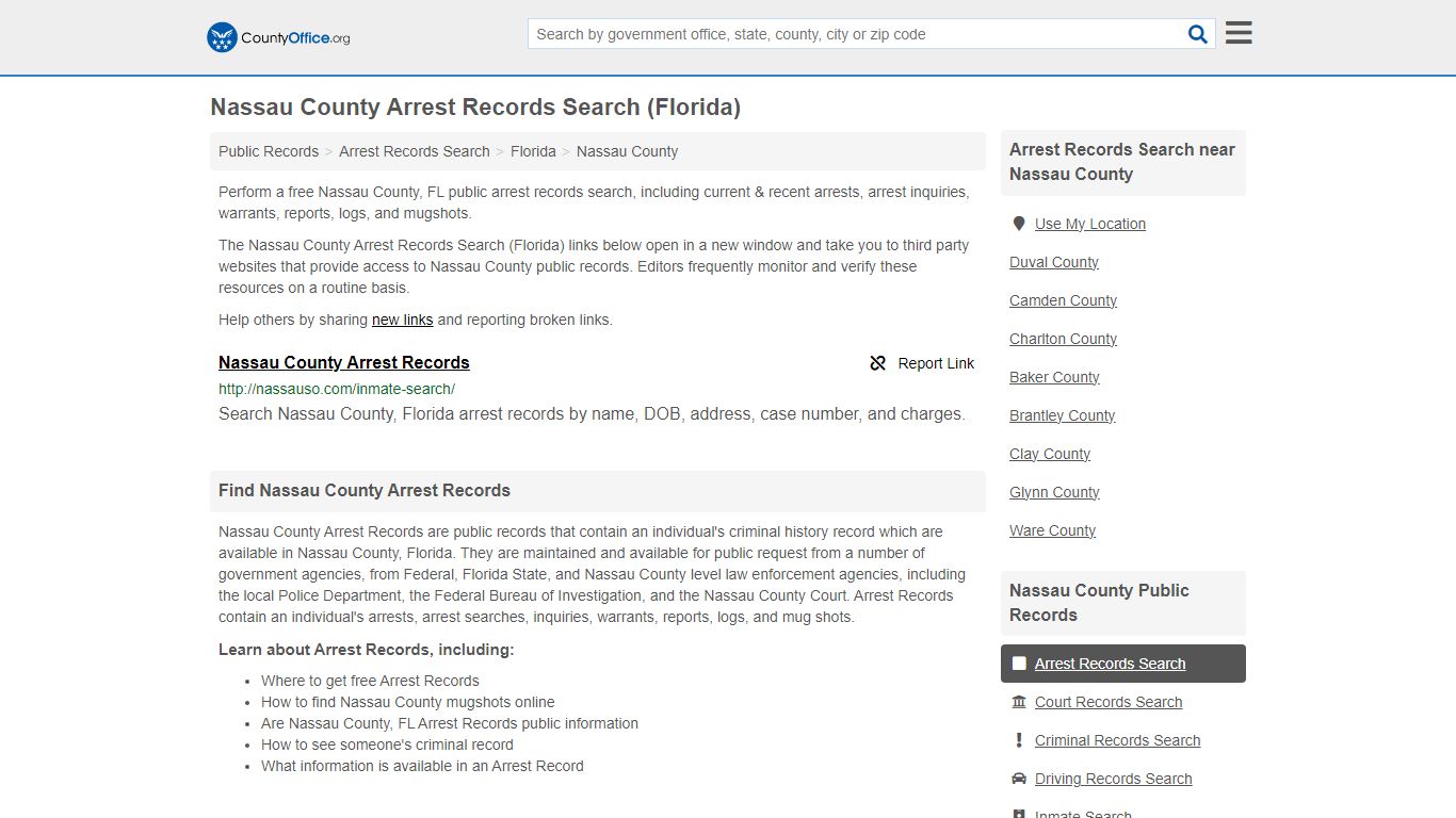 Arrest Records Search - Nassau County, FL (Arrests & Mugshots)